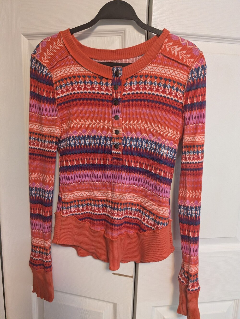 FP Movement by Free People Rally Printed Layer Henley Top Fair Isle Size Medium